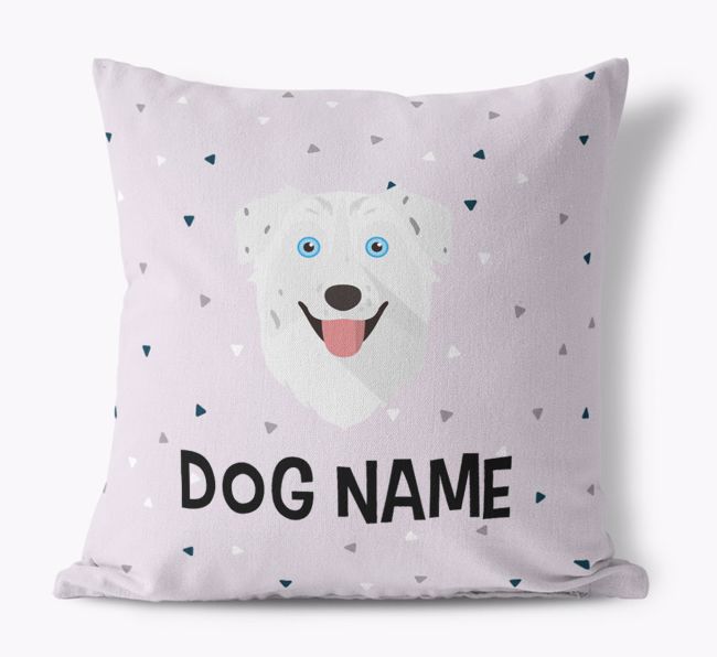 Triangle Pattern with {dogsName}'s Icon: Personalised Canvas Cushion